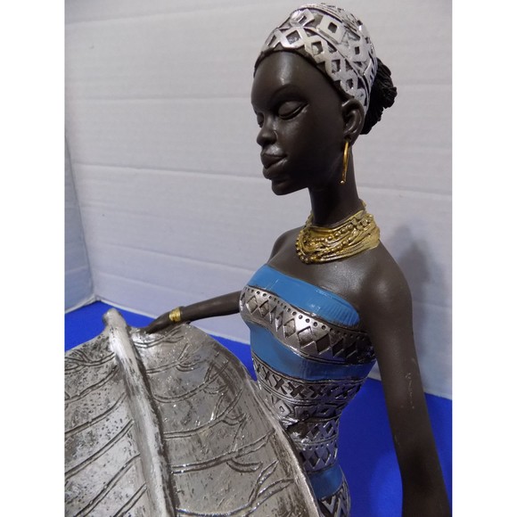 NEW Black African Queen Statue Figurine Tray Candy Dish - Picture 2 of 5
